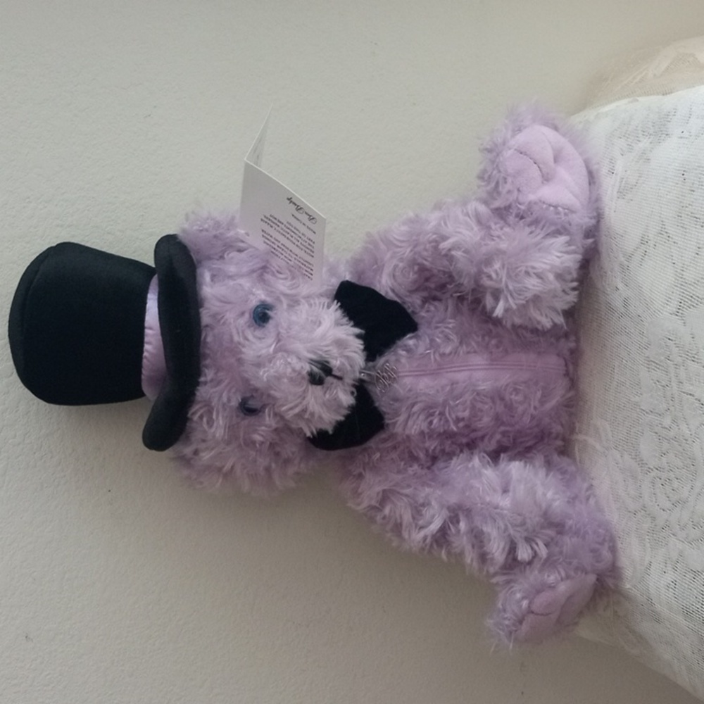 Benny Jewelry  Bear Zippered Gift Pouch Plush Lavender Ben Bridge NWT